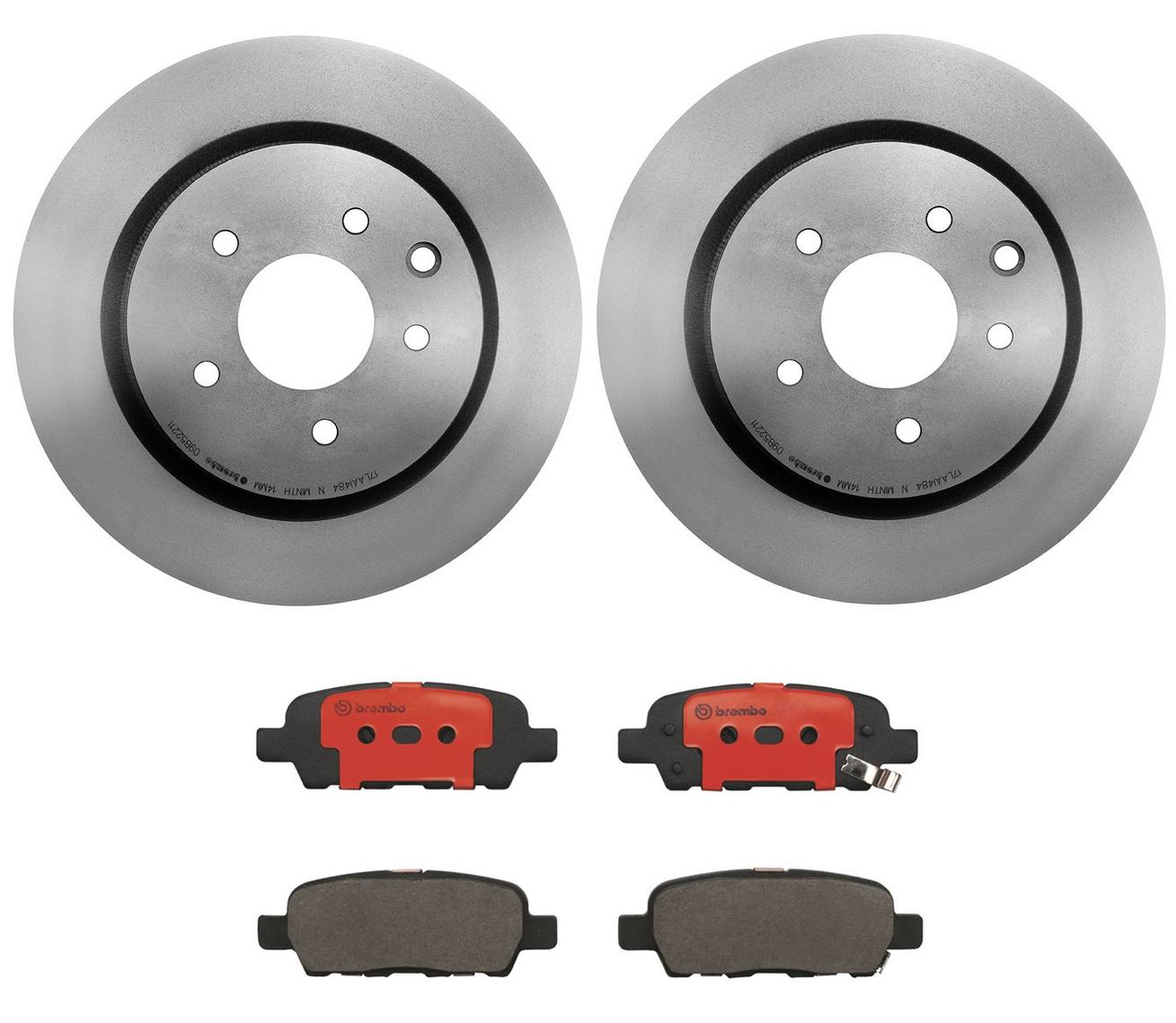 Nissan Infiniti Disc Brake Pad and Rotor Kit - Rear (308mm) (Ceramic) Brembo