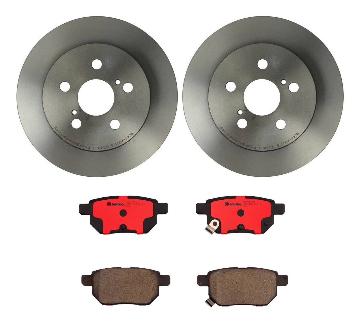 Toyota Disc Brake Pad and Rotor Kit - Rear (259mm) (Ceramic) Brembo