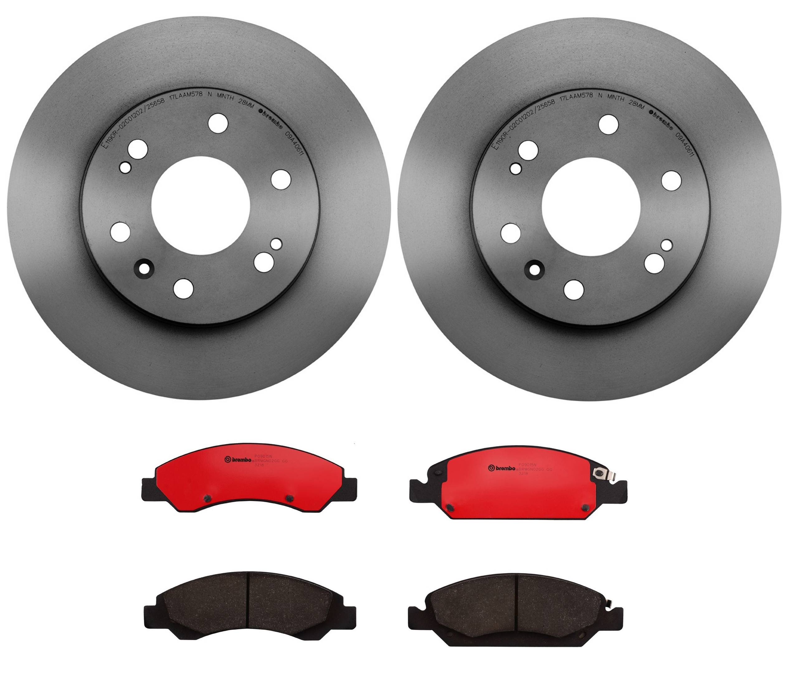 Cadillac Chevrolet GMC Disc Brake Pad and Rotor Kit - Front (330mm) (Ceramic) Brembo