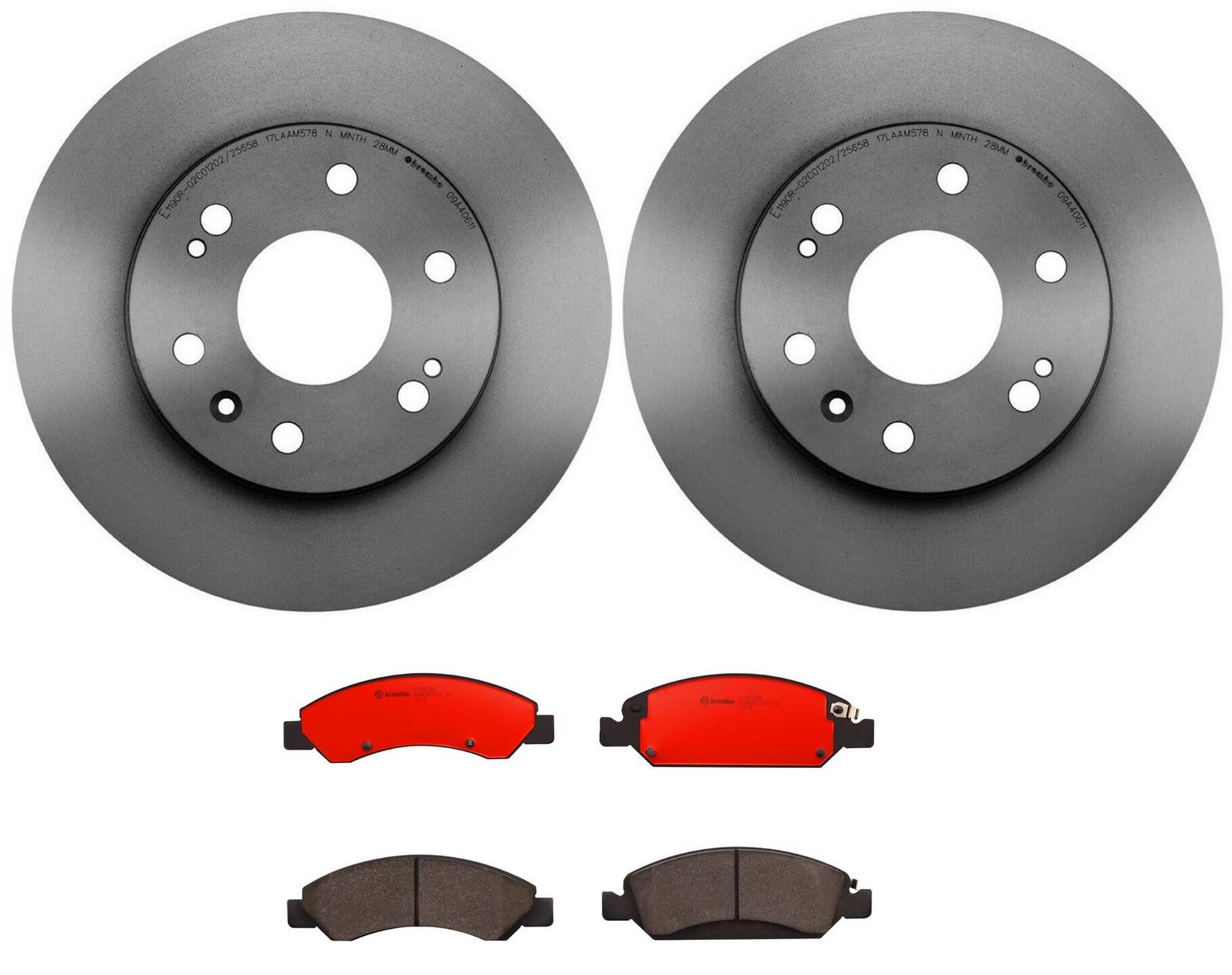 Cadillac Chevrolet GMC Disc Brake Pad and Rotor Kit - Front (330mm) (Ceramic) Brembo