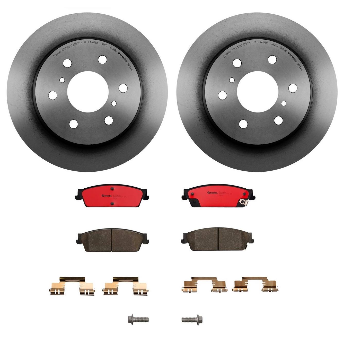 Cadillac Chevrolet GMC Disc Brake Pad and Rotor Kit - Rear (345mm) (Ceramic) Brembo