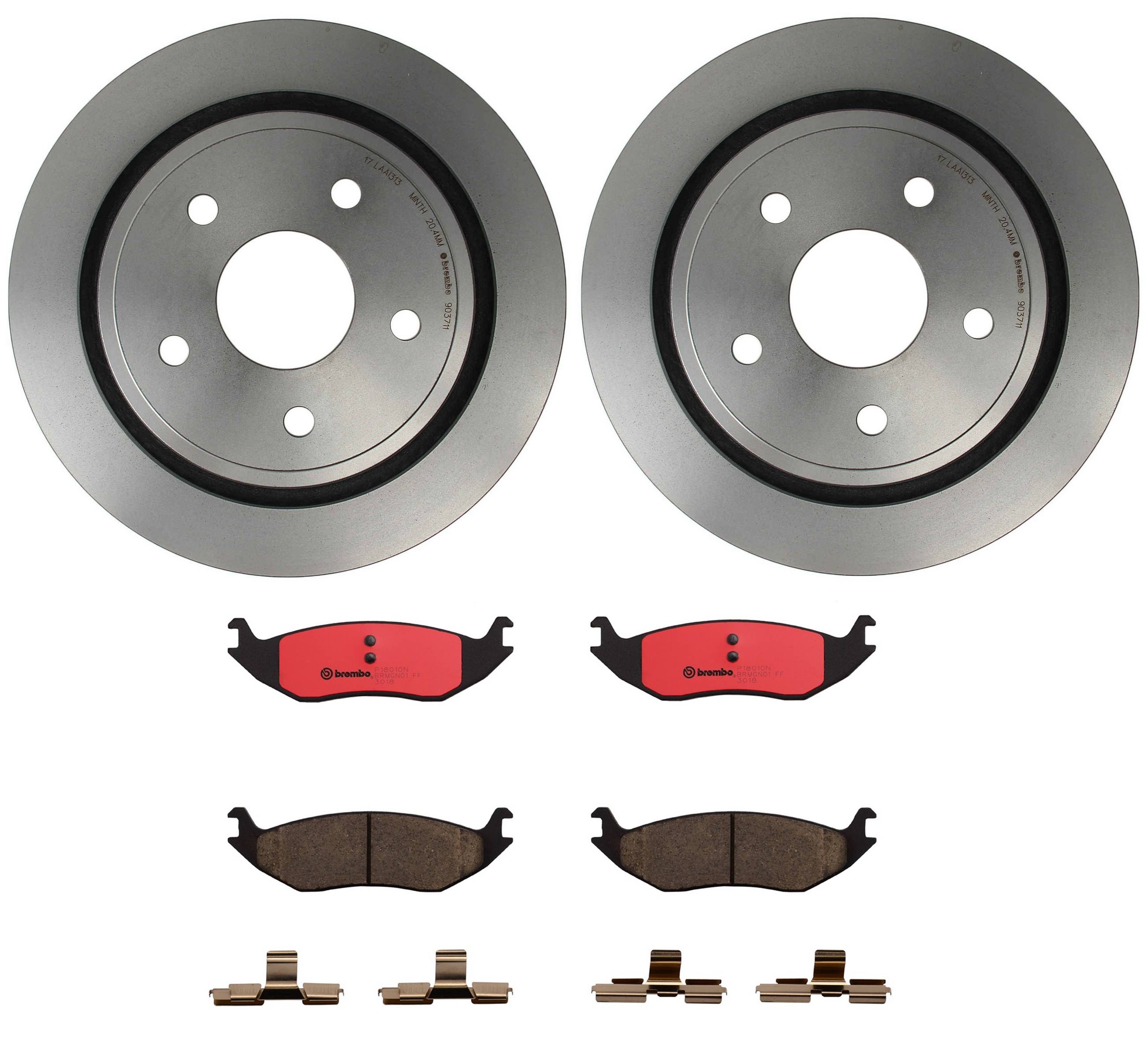 Ram Chrysler Dodge Disc Brake Pad and Rotor Kit - Rear (352mm) (Ceramic) Brembo