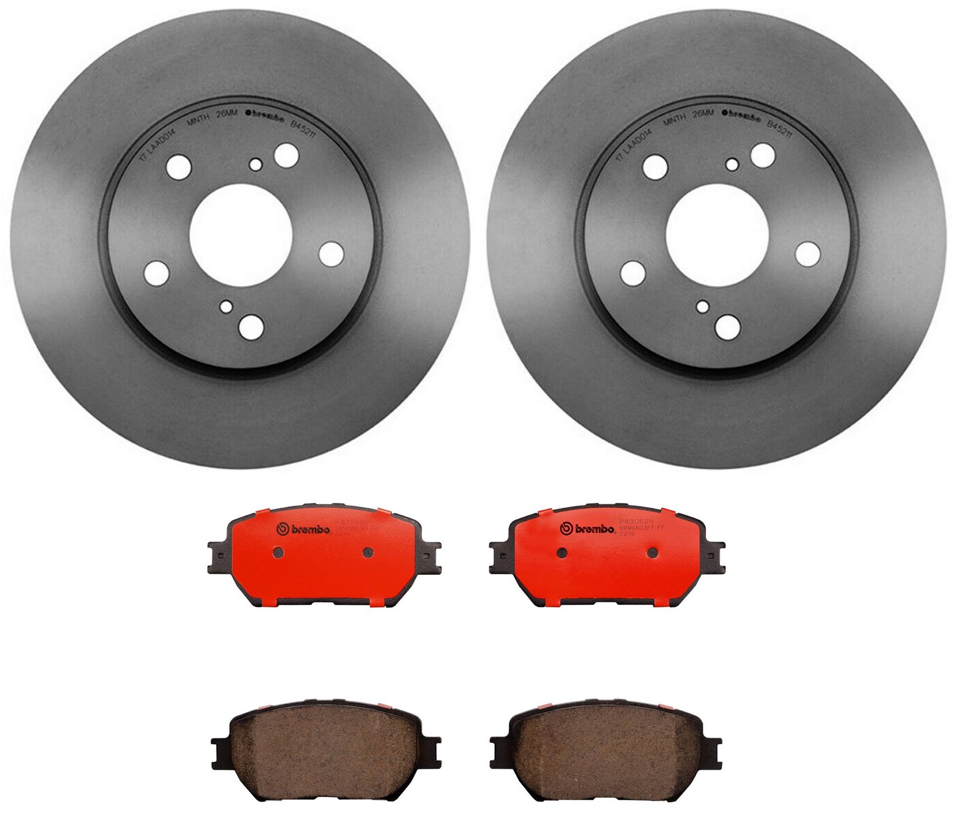 Toyota Disc Brake Pad and Rotor Kit - Front (296mm) (Ceramic) Brembo