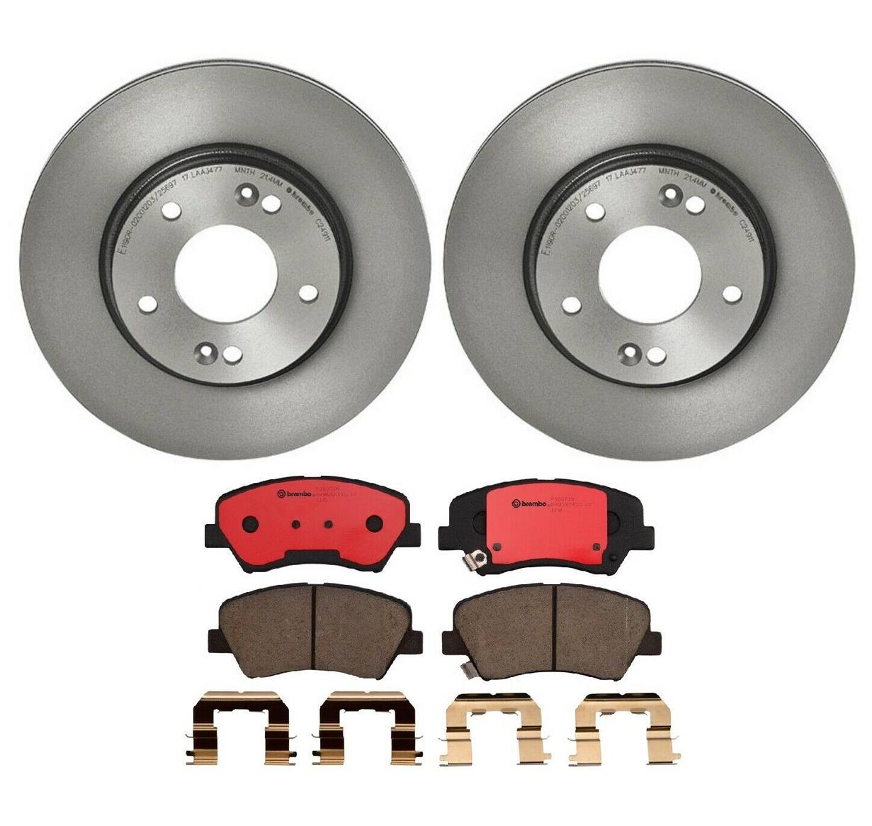 Kia Hyundai Disc Brake Pad and Rotor Kit - Front (280mm) (Ceramic) Brembo