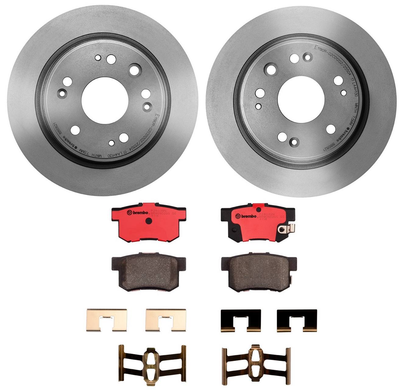 Honda Disc Brake Pad and Rotor Kit - Rear (282mm) (Ceramic) Brembo