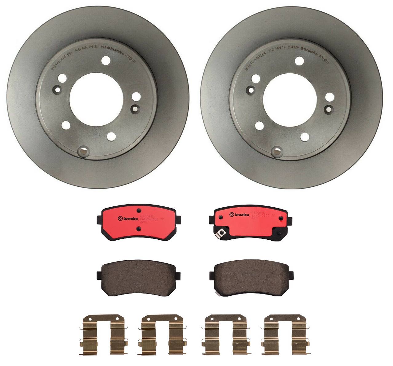 Hyundai Disc Brake Pad and Rotor Kit - Rear (284mm) (Ceramic) Brembo