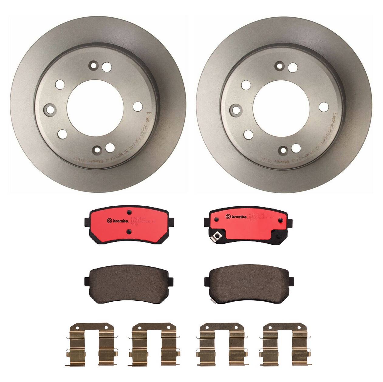 Kia Hyundai Disc Brake Pad and Rotor Kit - Rear (262mm) (Ceramic) Brembo