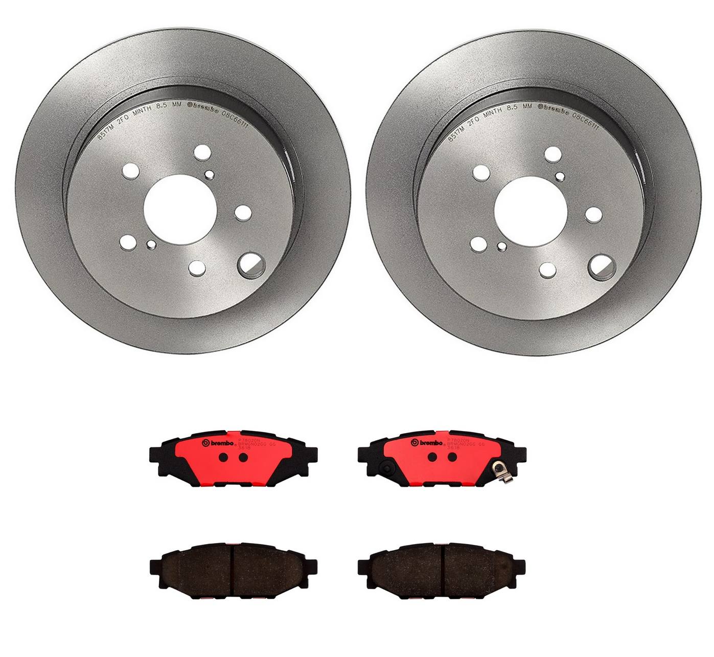 Subaru Disc Brake Pad and Rotor Kit - Rear (274mm) (Ceramic) Brembo