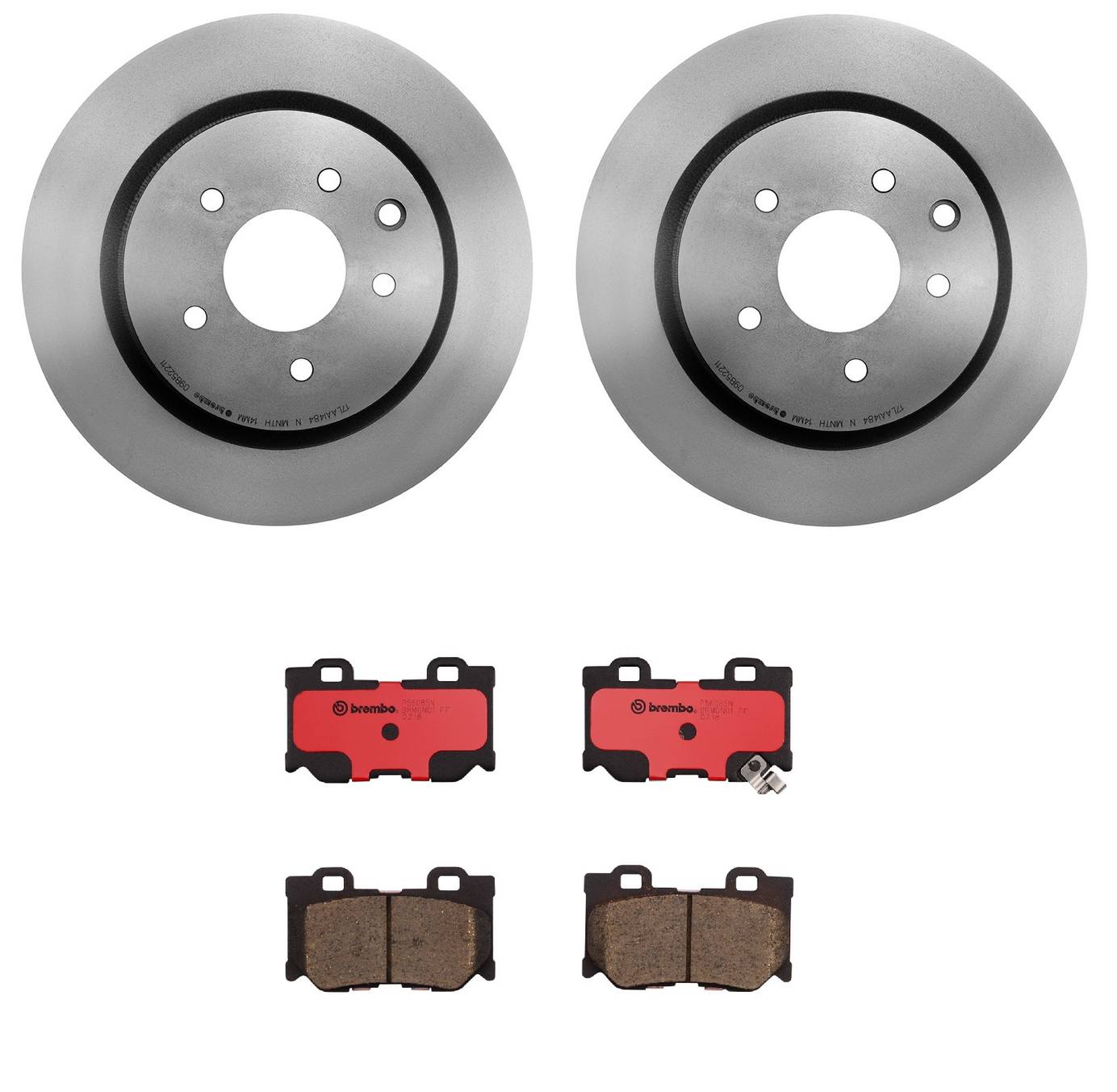 Nissan Infiniti Disc Brake Pad and Rotor Kit - Rear (308mm) (Ceramic) Brembo