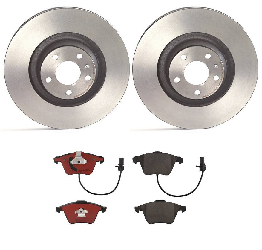 Audi Disc Brake Pad and Rotor Kit - Front (347mm) (Ceramic) Brembo