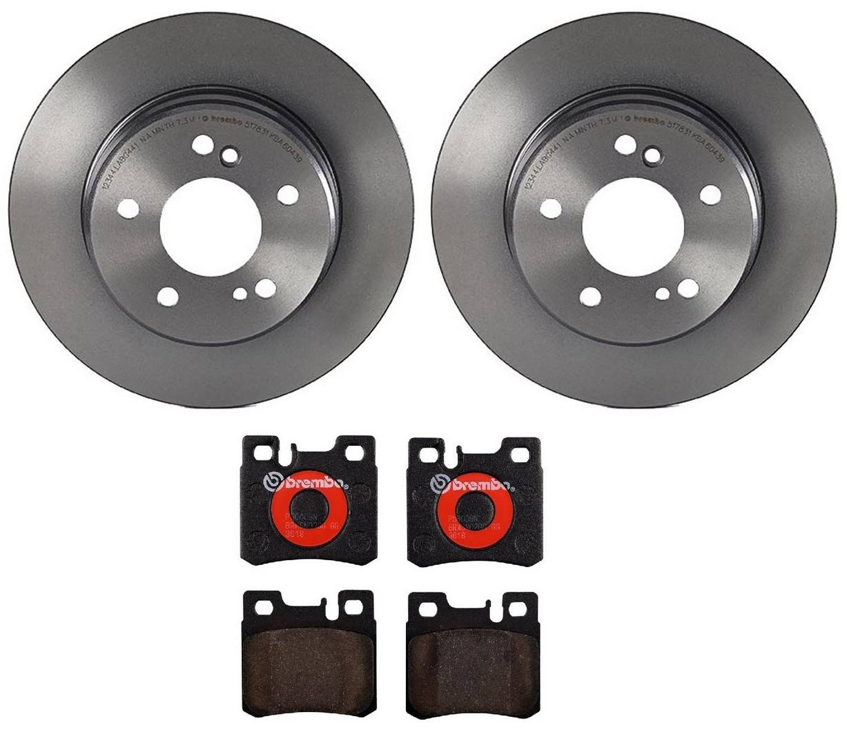 Mercedes Disc Brake Pad and Rotor Kit - Rear (278mm) (Ceramic) Brembo