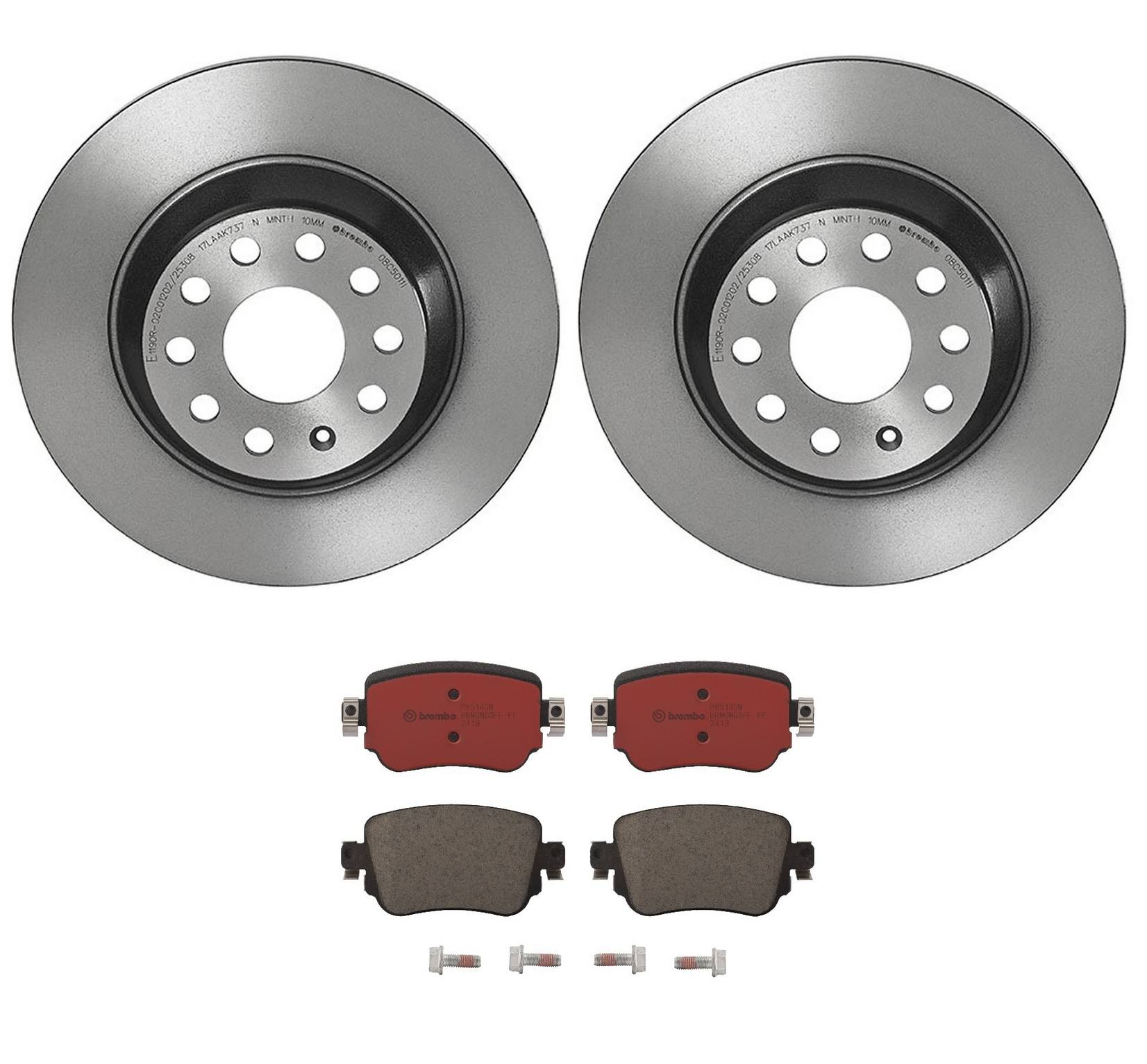 Audi Disc Brake Pad and Rotor Kit - Rear (300mm) (Ceramic) Brembo