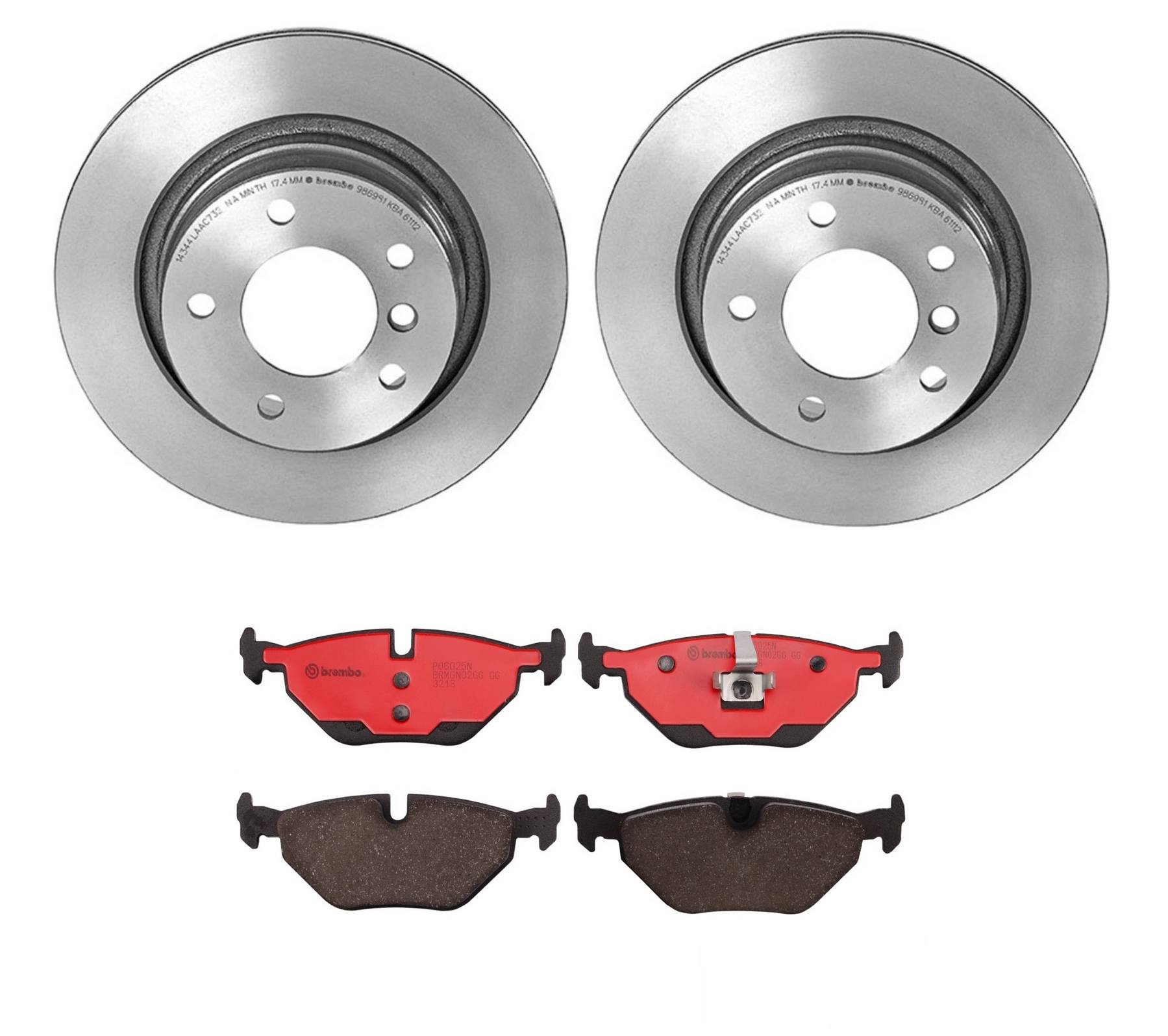 BMW Disc Brake Pad and Rotor Kit - Rear (294mm) (Ceramic) Brembo