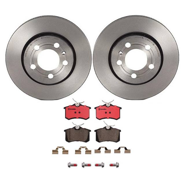 Audi Volkswagen Disc Brake Pad and Rotor Kit - Rear (256mm) (Ceramic) Brembo