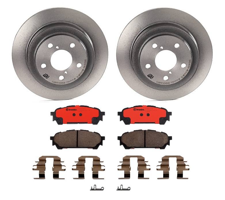 Saab Subaru Disc Brake Pad and Rotor Kit - Rear (265mm) (Ceramic) Brembo