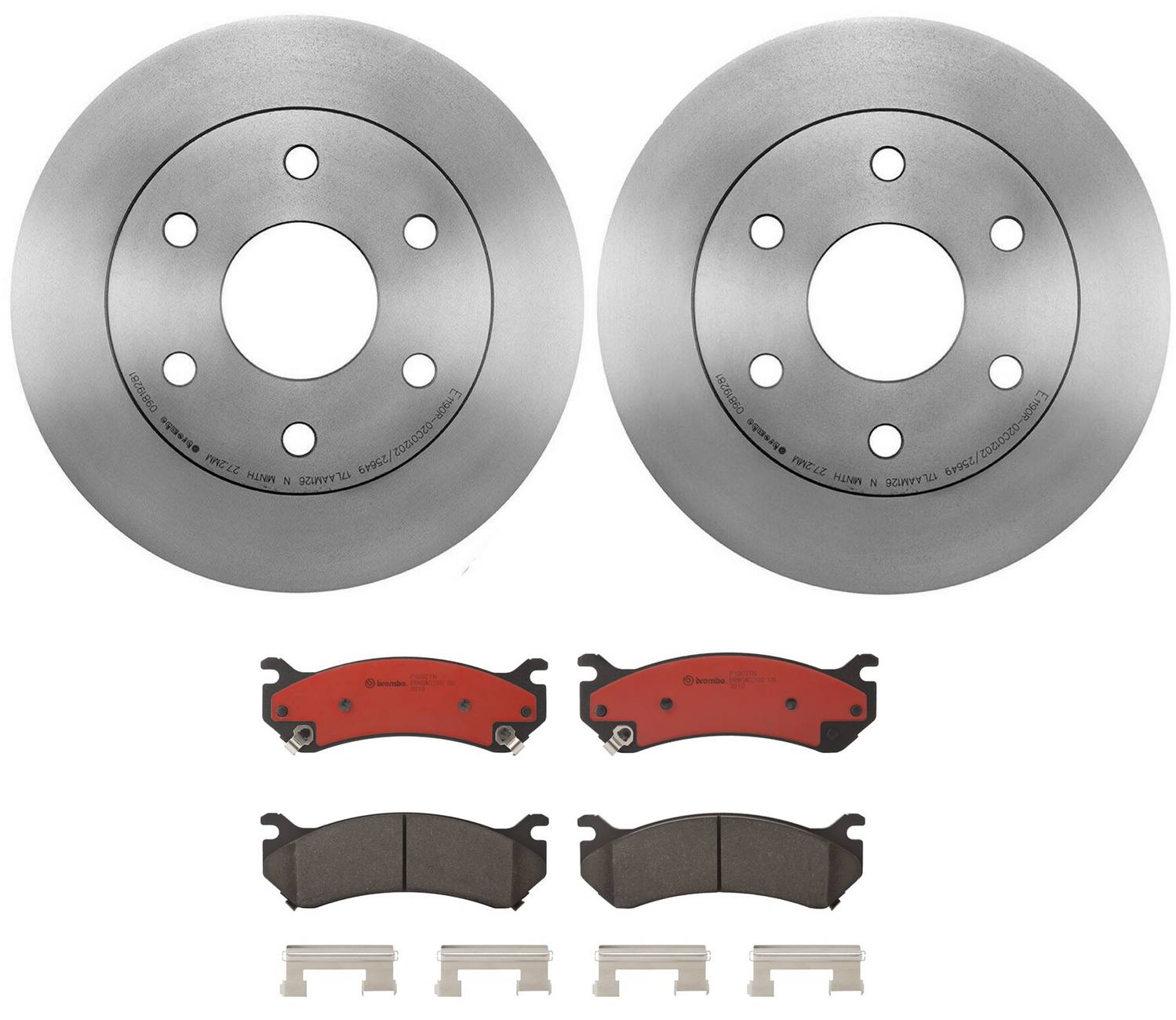 Cadillac Chevrolet GMC Disc Brake Pad and Rotor Kit - Front (305mm) (Ceramic) Brembo