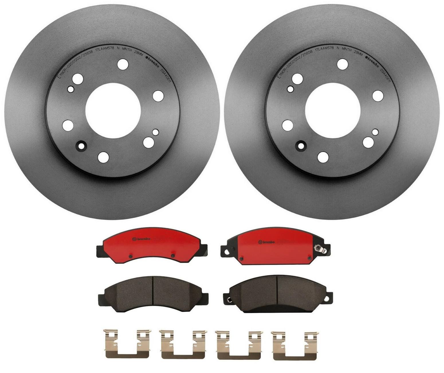 Cadillac Chevrolet GMC Disc Brake Pad and Rotor Kit - Front (330mm) (Ceramic) Brembo