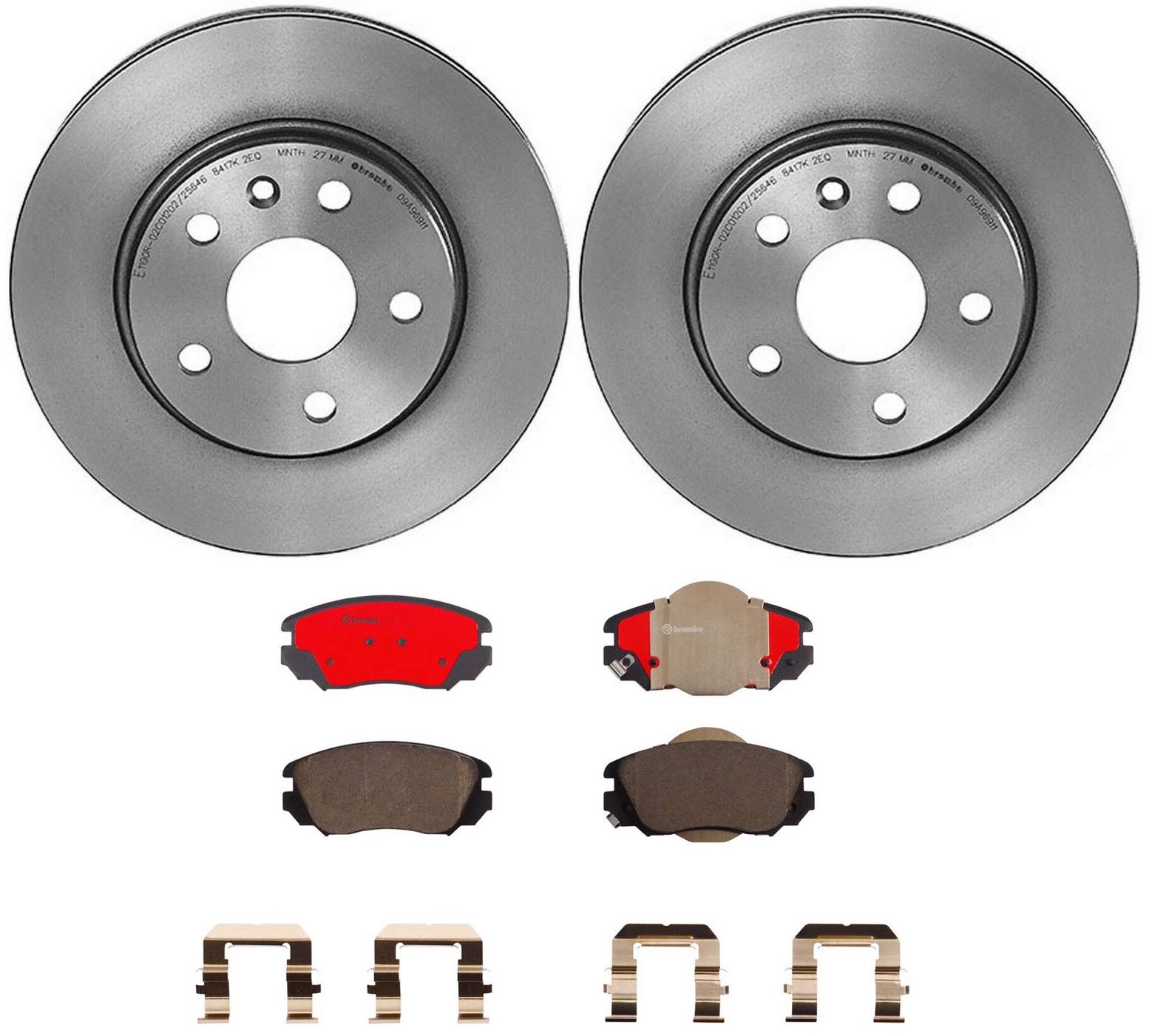 Saab Buick Chevrolet Disc Brake Pad and Rotor Kit - Front (296mm) (Ceramic) Brembo