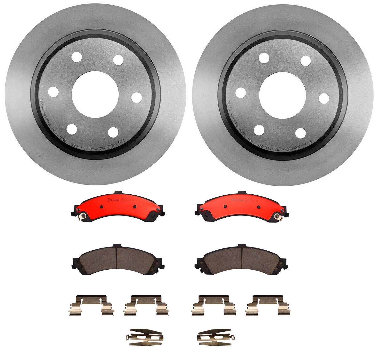 Cadillac Chevrolet GMC Disc Brake Pad and Rotor Kit - Rear (330mm) (Ceramic) Brembo