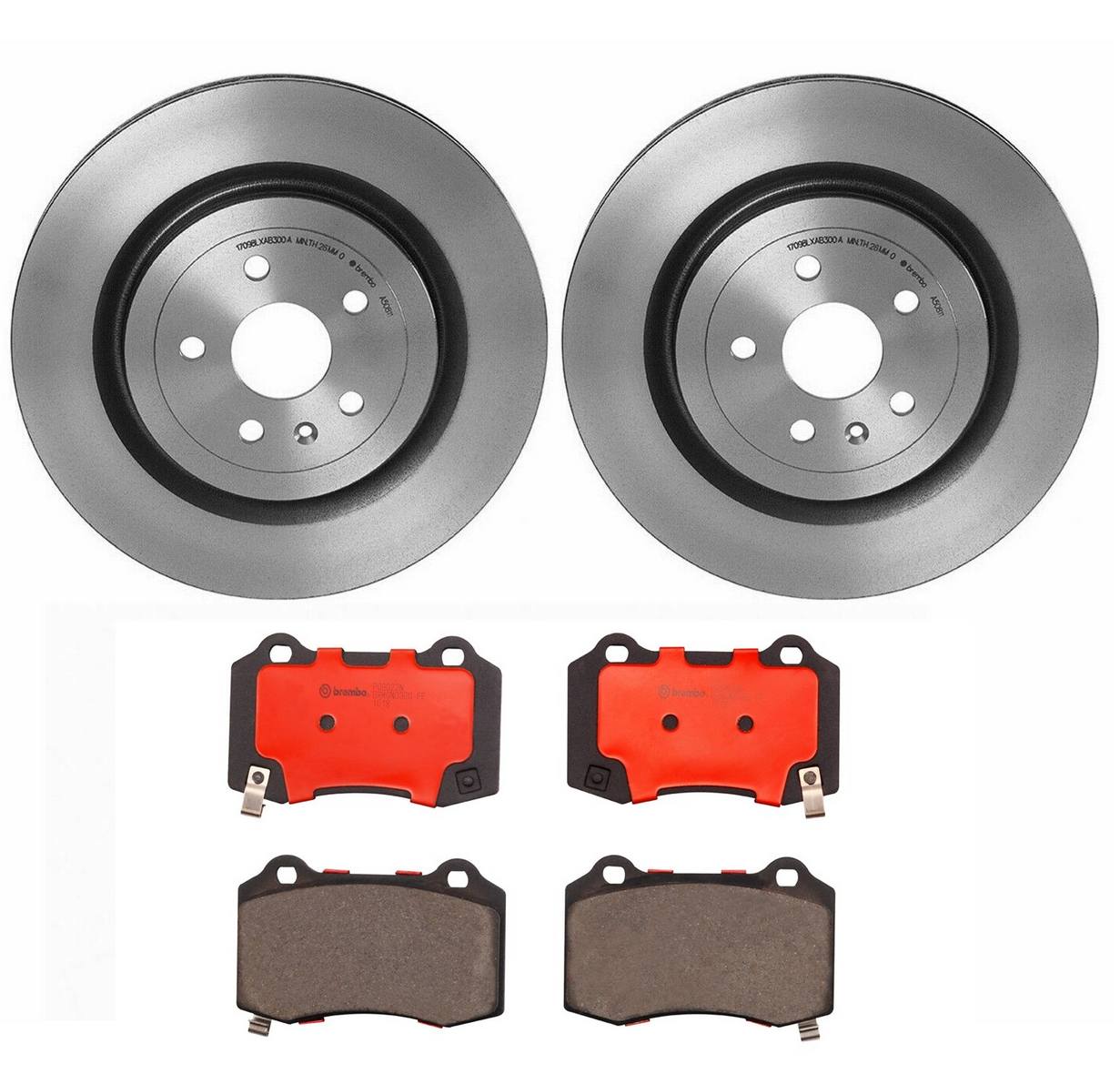 Cadillac Chevrolet Disc Brake Pad and Rotor Kit - Rear (365mm) (Ceramic) Brembo