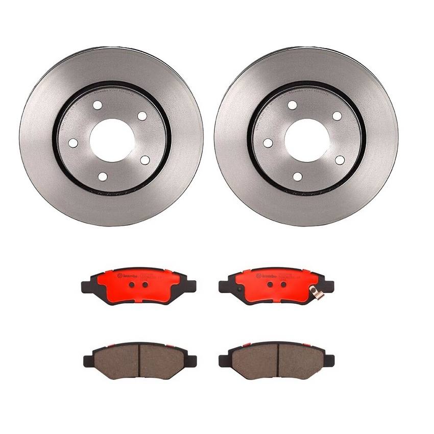 Cadillac Chevrolet Disc Brake Pad and Rotor Kit - Rear (315mm) (Ceramic) Brembo