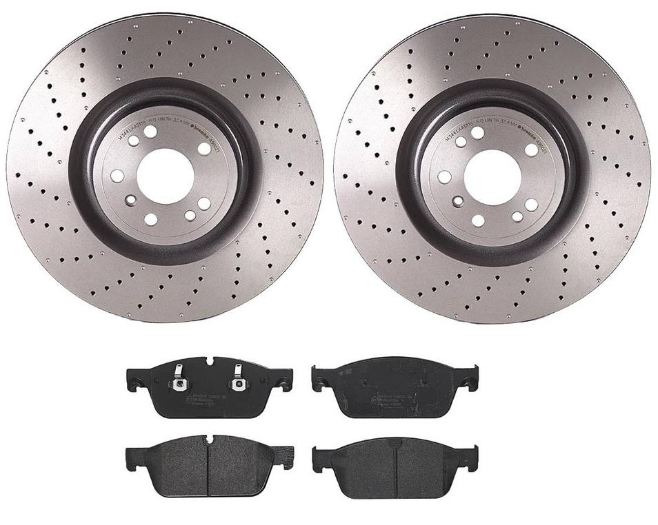 Mercedes Disc Brake Pad and Rotor Kit - Front (375mm) (Low-Met) Brembo