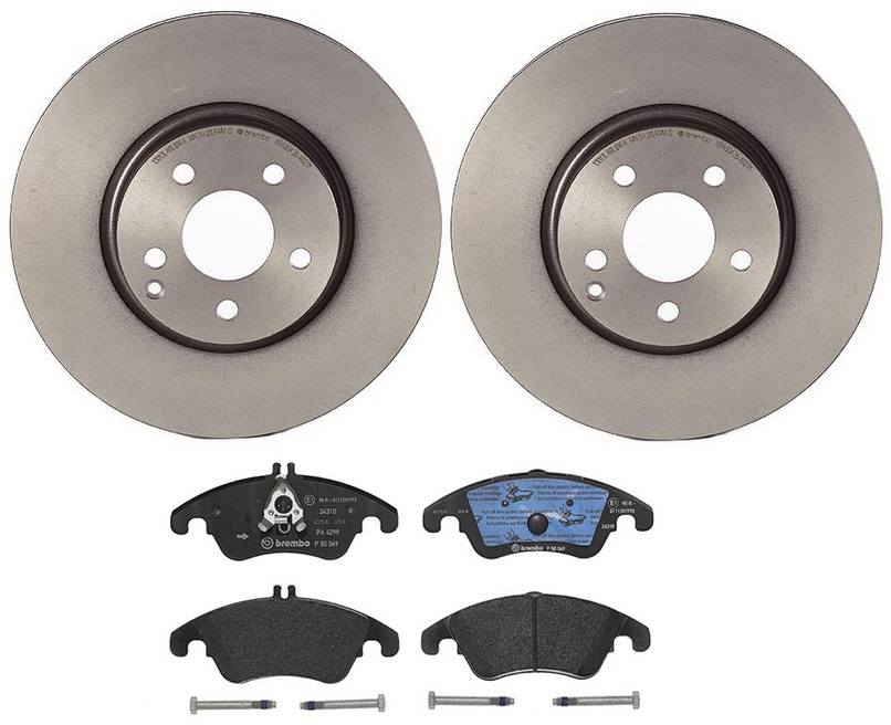 Mercedes Disc Brake Pad and Rotor Kit - Front (322mm) (Low-Met) Brembo