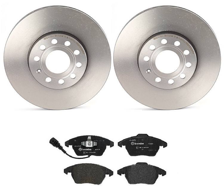 Audi Volkswagen Disc Brake Pad and Rotor Kit - Front (288mm) (Low-Met) Brembo