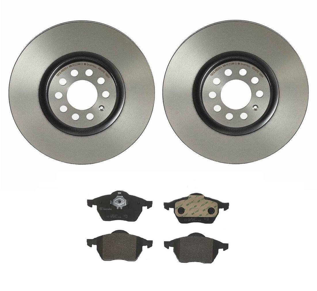 Audi Volkswagen Disc Brake Pad and Rotor Kit - Front (312mm) (Low-Met) Brembo