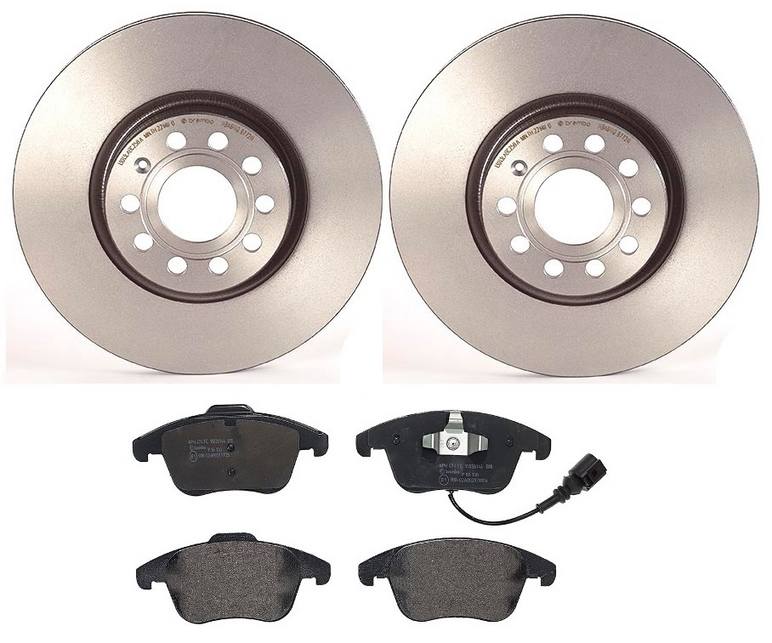 Audi Volkswagen Disc Brake Pad and Rotor Kit - Front (312mm) (Low-Met) Brembo