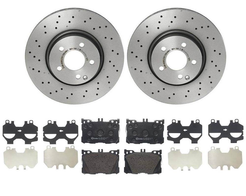 Mercedes Disc Brake Pad and Rotor Kit - Front (322mm) (Low-Met) Brembo