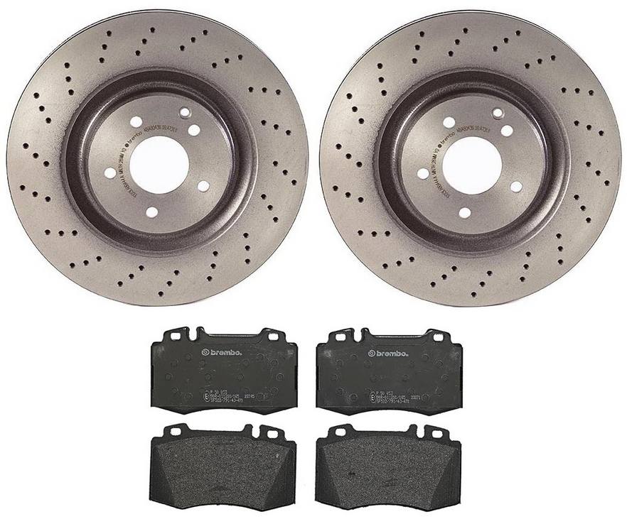 Mercedes Disc Brake Pad and Rotor Kit - Front (345mm) (Low-Met) Brembo