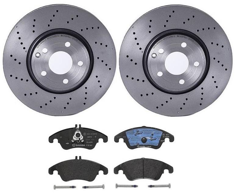 Mercedes Disc Brake Pad and Rotor Kit - Front (322mm) (Low-Met) Brembo