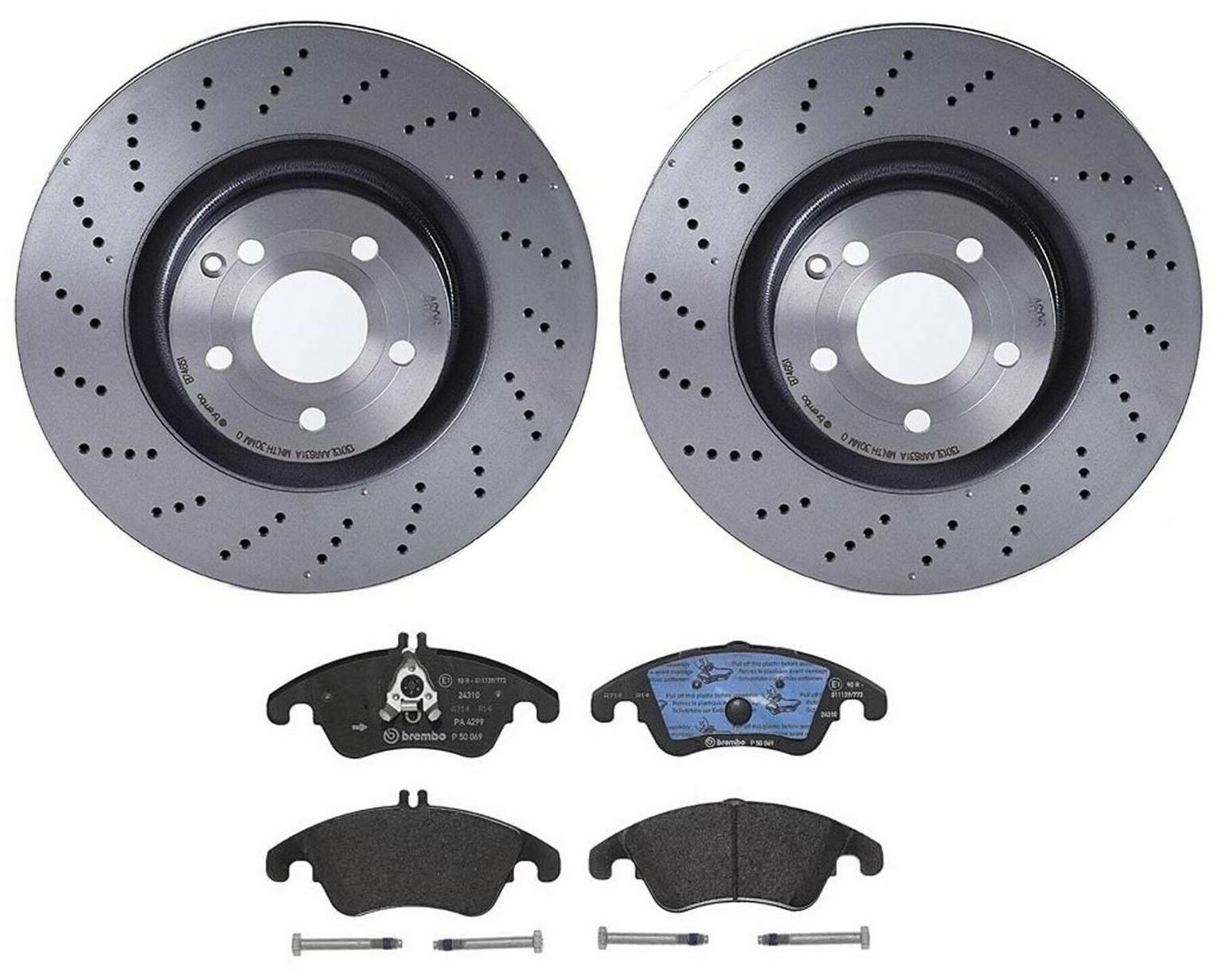 Mercedes Disc Brake Pad and Rotor Kit - Front (344mm) (Low-Met) Brembo