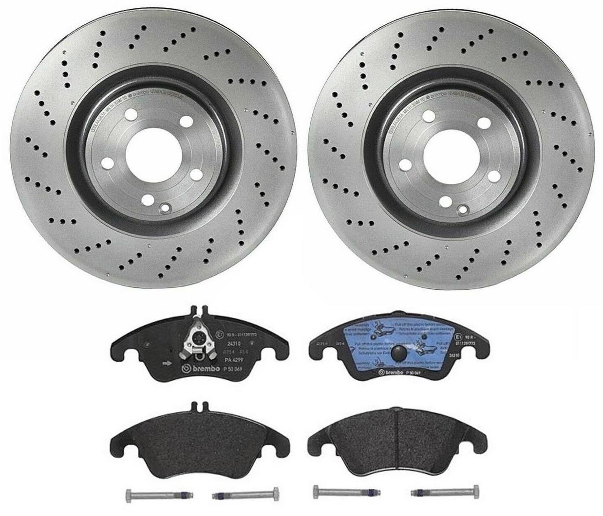 Mercedes Disc Brake Pad and Rotor Kit - Front (344mm) (Low-Met) Brembo