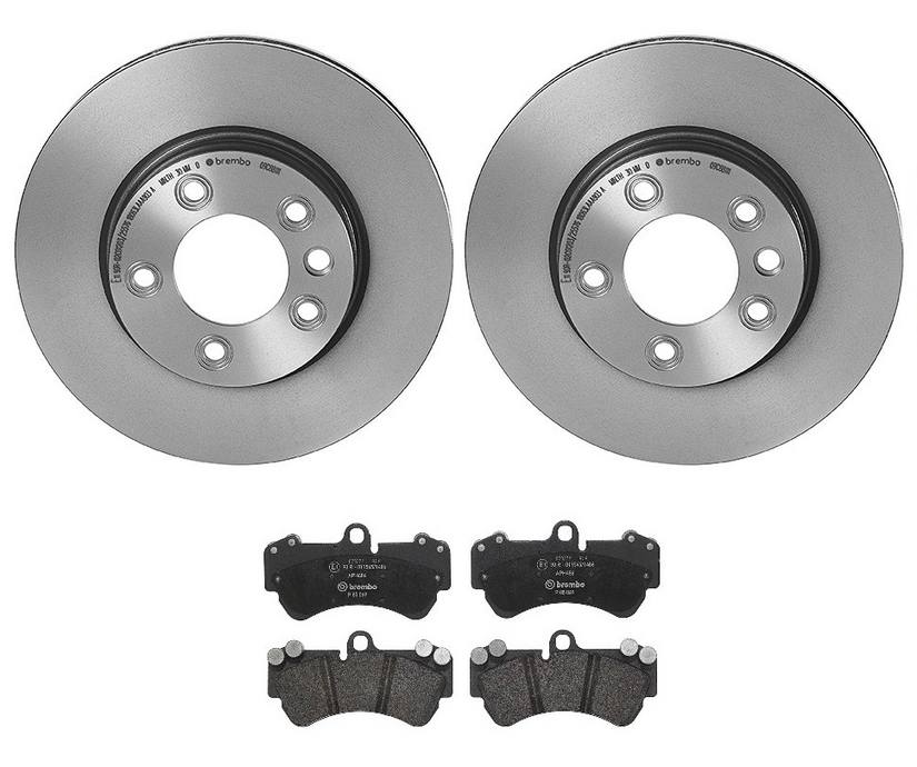 Porsche Volkswagen Disc Brake Pad and Rotor Kit - Front (330mm) (Low-Met) Brembo