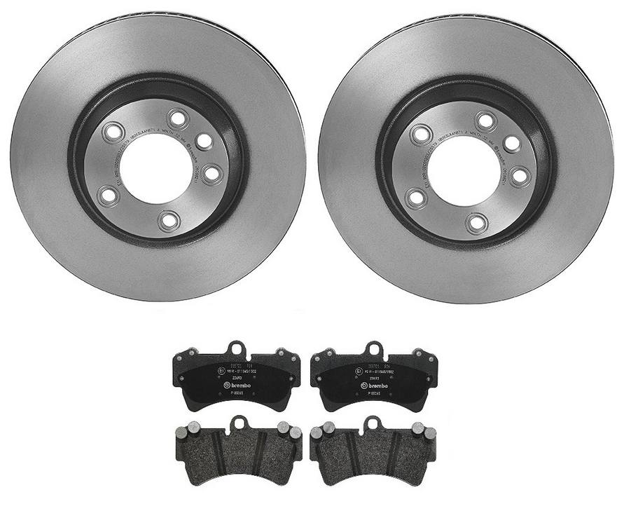 Audi Porsche Volkswagen Disc Brake Pad and Rotor Kit - Front (350mm) (Low-Met) Brembo