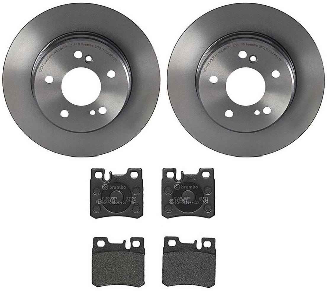 Mercedes Disc Brake Pad and Rotor Kit - Rear (278mm) (Low-Met) Brembo