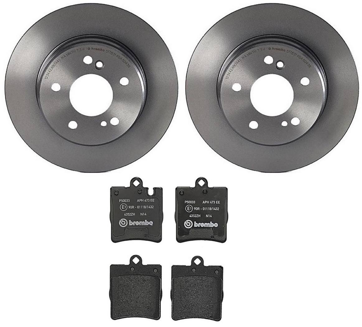 Mercedes Disc Brake Pad and Rotor Kit - Rear (278mm) (Low-Met) Brembo