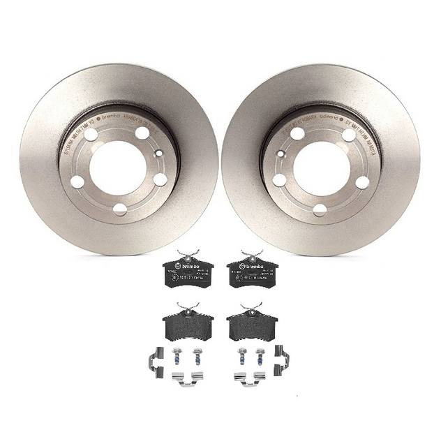 Audi Volkswagen Disc Brake Pad and Rotor Kit - Rear (232mm) (Low-Met) Brembo