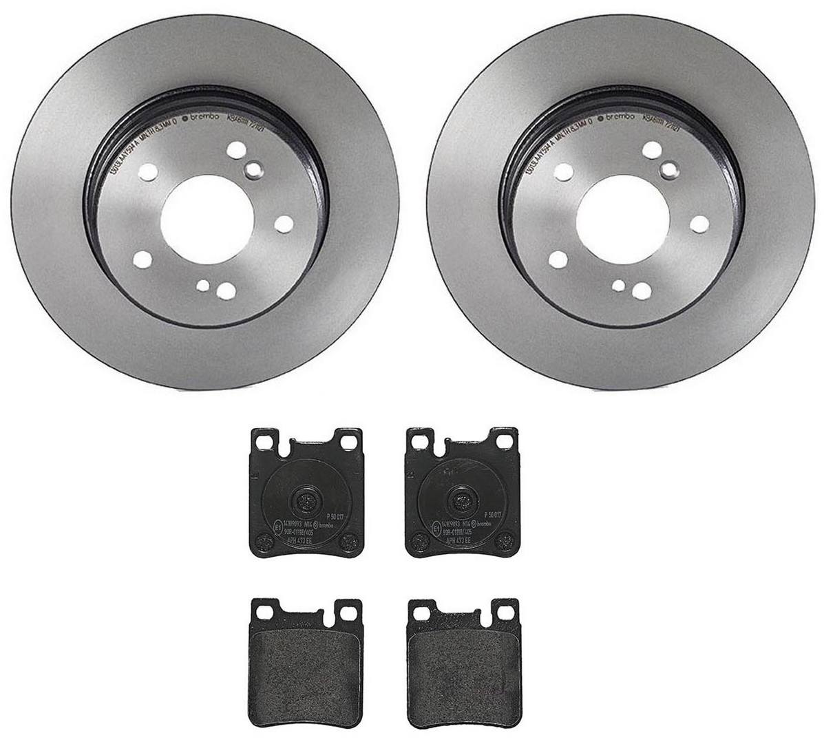 Mercedes Disc Brake Pad and Rotor Kit - Rear (290mm) (Low-Met) Brembo