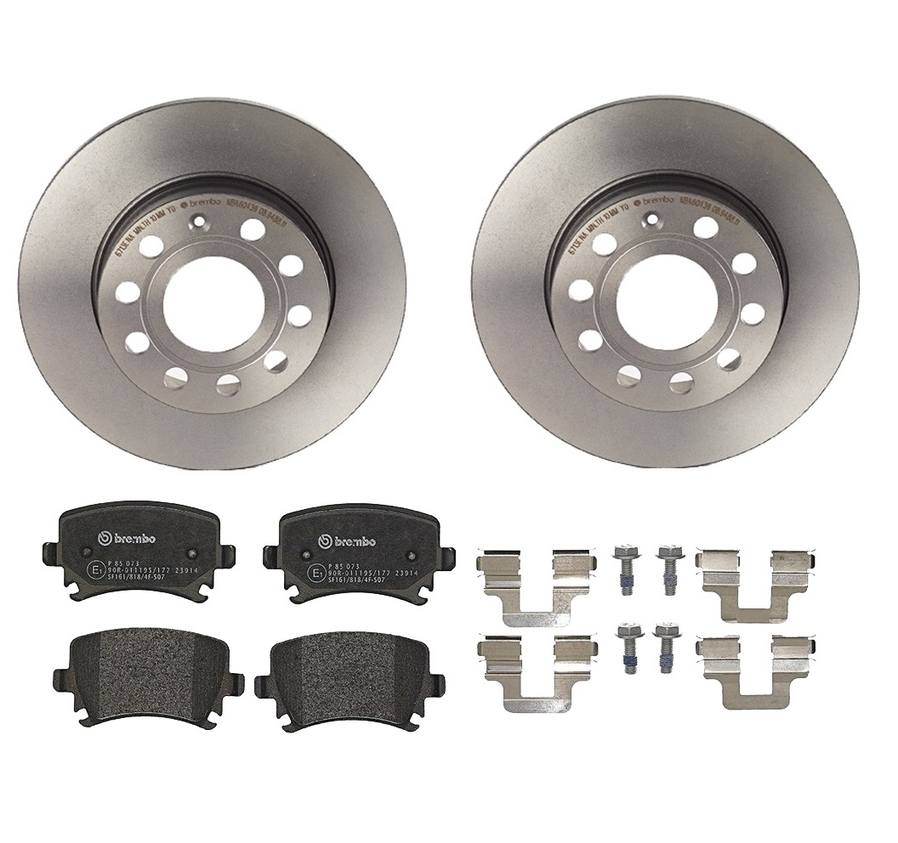 Audi Volkswagen Disc Brake Pad and Rotor Kit - Rear (260mm) (Low-Met) Brembo