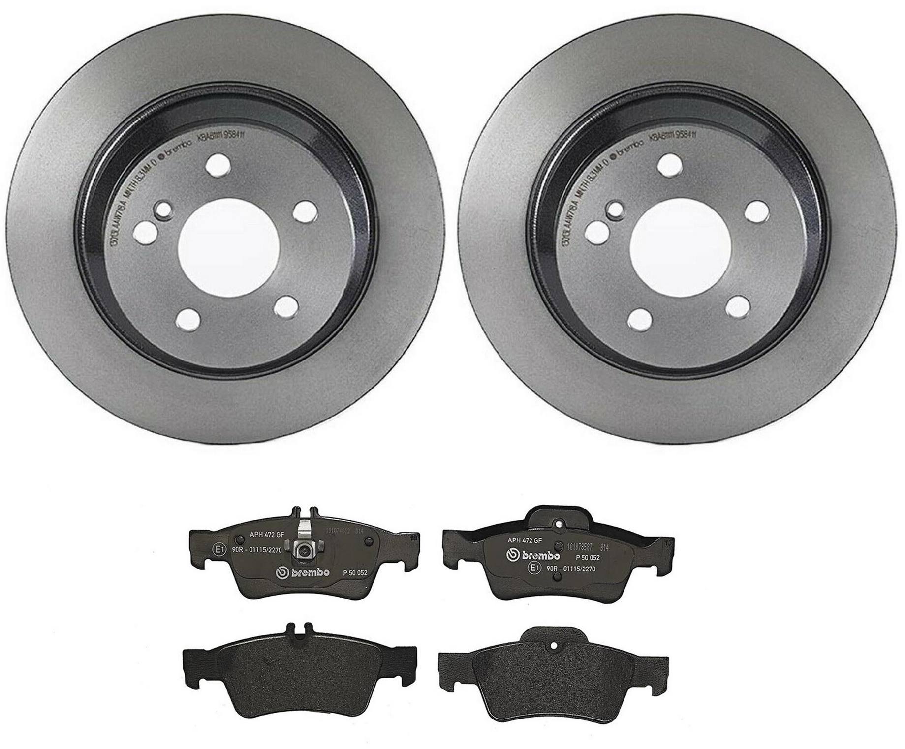 Mercedes Disc Brake Pad and Rotor Kit - Rear (300mm) (Low-Met) Brembo