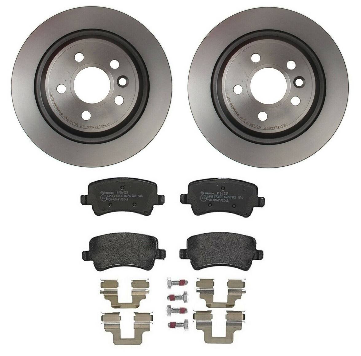 Land Rover Disc Brake Pad and Rotor Kit - Rear (302mm) (Low-Met) Brembo