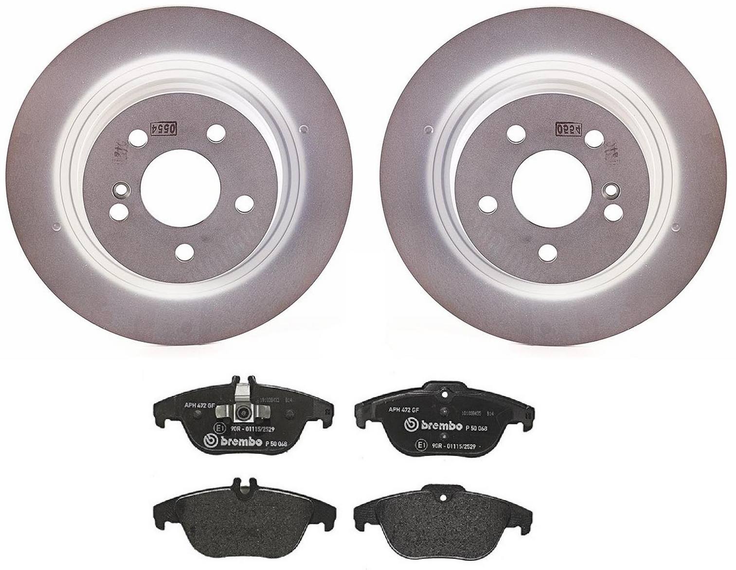 Mercedes Disc Brake Pad and Rotor Kit - Rear (300mm) (Low-Met) Brembo