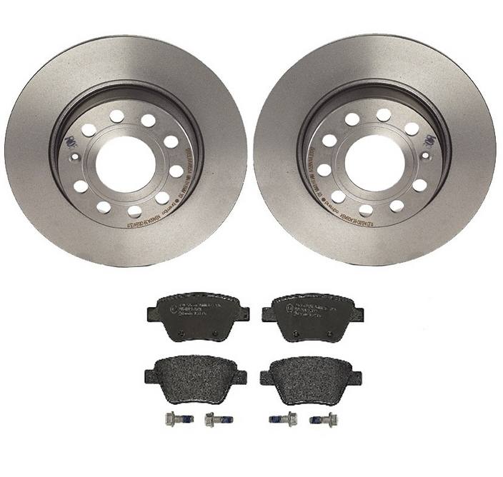 Audi Volkswagen Disc Brake Pad and Rotor Kit - Rear (272mm) (Low-Met) Brembo