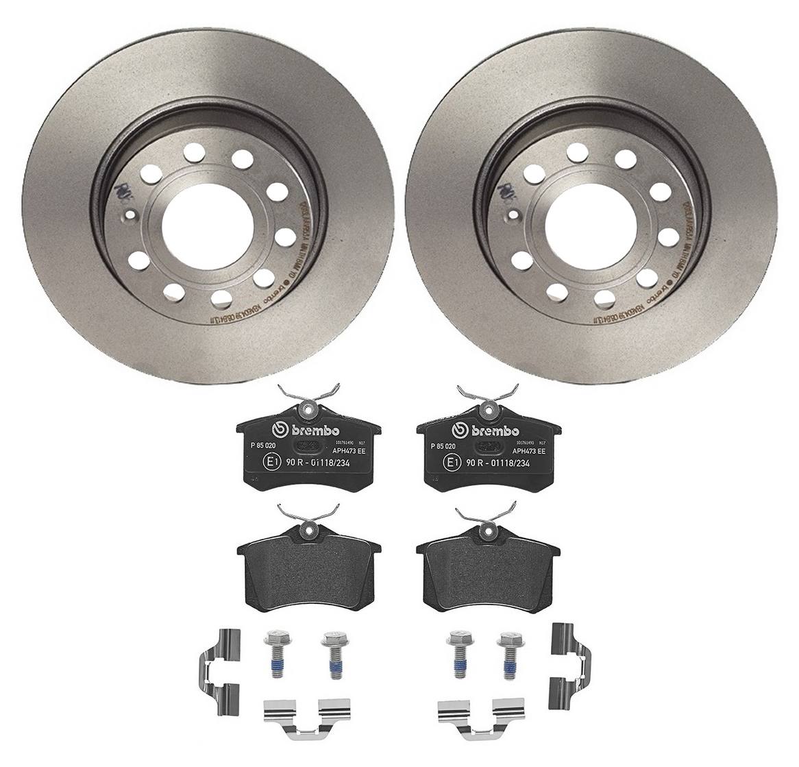 Volkswagen Disc Brake Pad and Rotor Kit - Rear (272mm) (Low-Met) Brembo