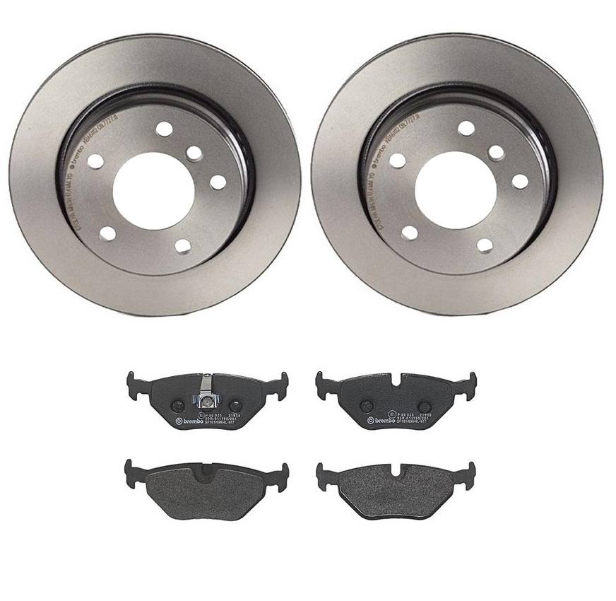 BMW Disc Brake Pad and Rotor Kit - Rear (276mm) (Low-Met) Brembo