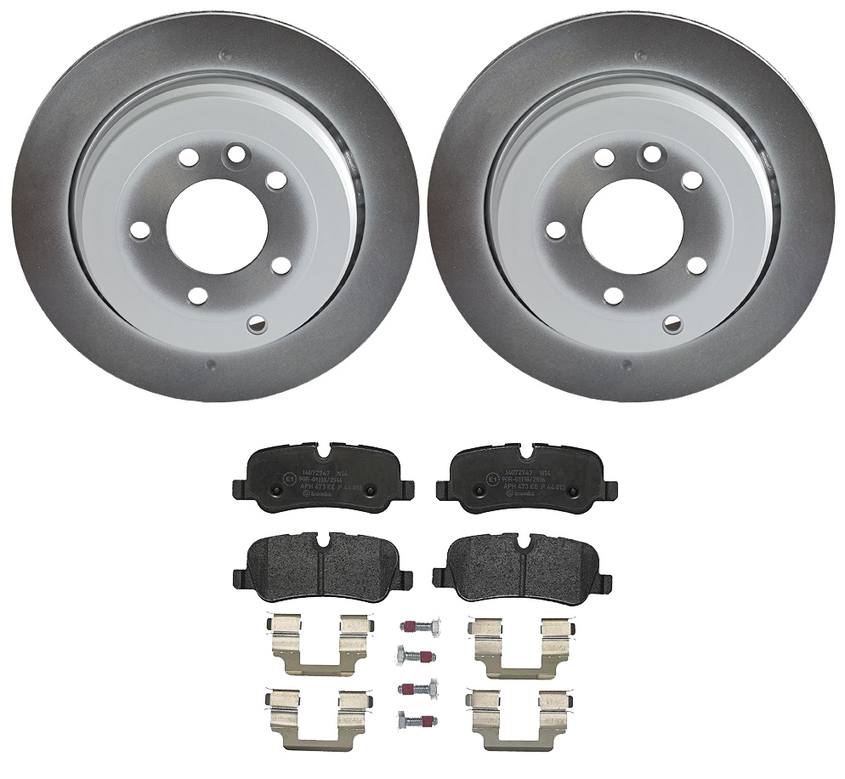 Land Rover Disc Brake Pad and Rotor Kit - Rear (325mm) (Low-Met) Brembo