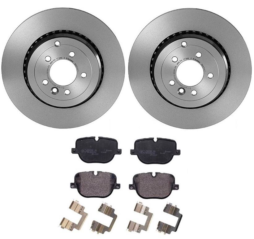 Land Rover Disc Brake Pad and Rotor Kit - Rear (365mm) (Low-Met) Brembo